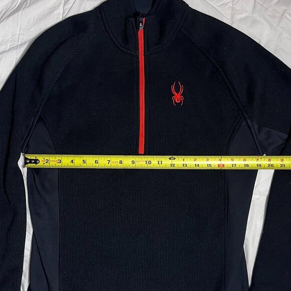 Spyder Mens Quarter Zip Black Size Medium Athletic Sweater-Perfect for fall - Picture 7 of 10